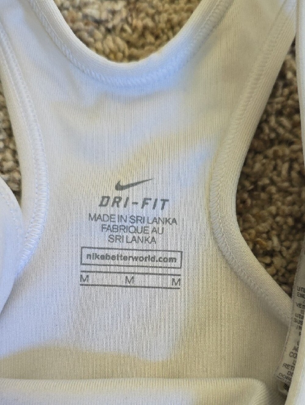 Nike White Sports Bra with Black Underband and Logo Size Medium - Picture 2 of 3
